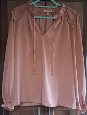 Knox Rose Blush Pink Ruffle Tie-Neck Blouse